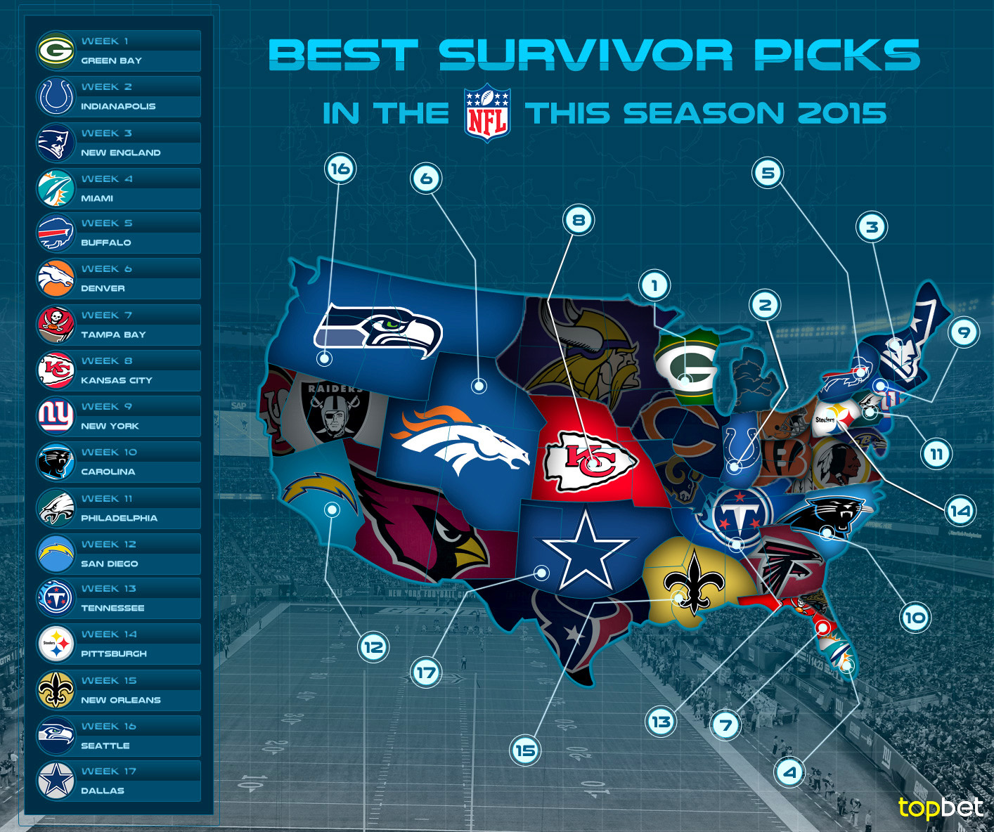 2015 NFL Survivor Pool Picks and Predictions