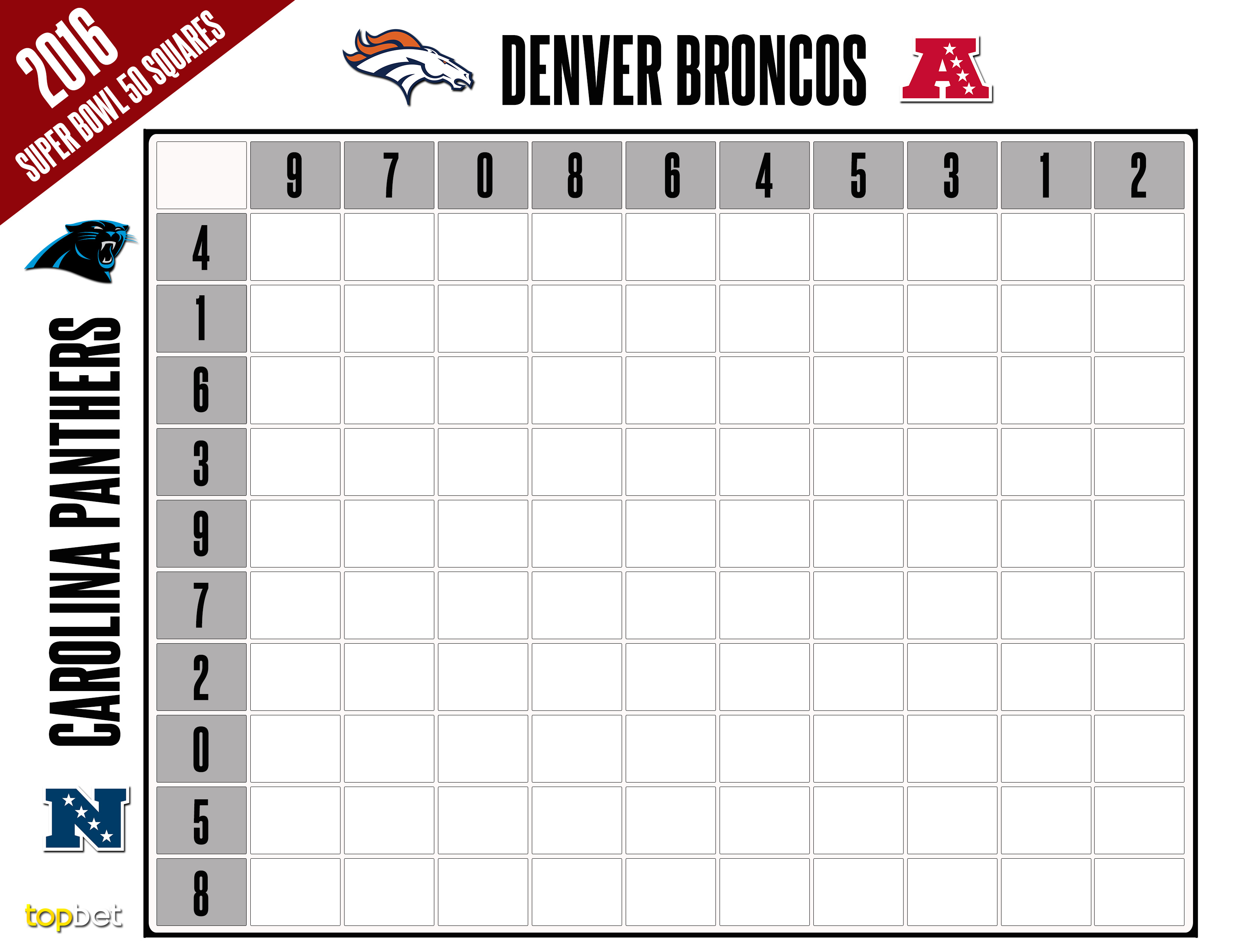 Printable Super Bowl 50 Squares