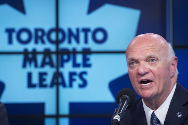 Toronto Maple Leafs General Manager Lou Lamoriello speaking