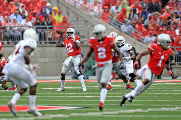 Cardale Jones looks to pass against Northern Illinois