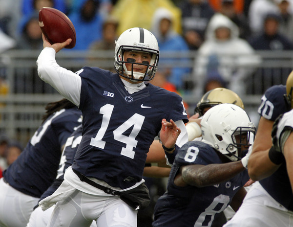 Christian Hackenberg attempts to pass in the pocket