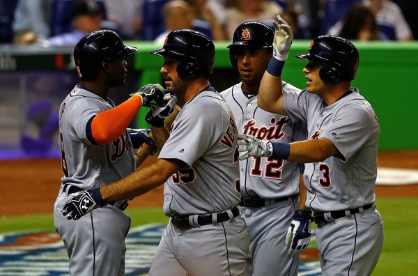 Justin Verlander celebrating with teammates