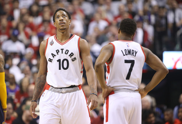 Kyle Lowry and DeMar DeRozan Game 1 versus Indiana Pacers