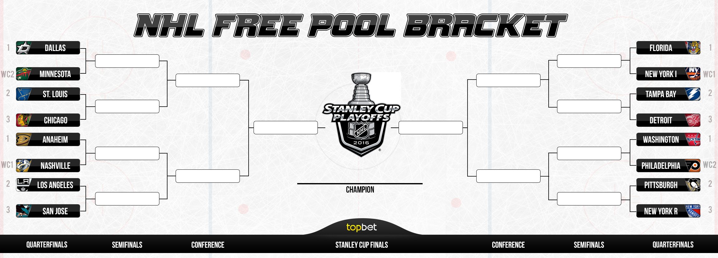 Free 2016 NHL Hockey Playoff Bracket Pool Pick 'Em