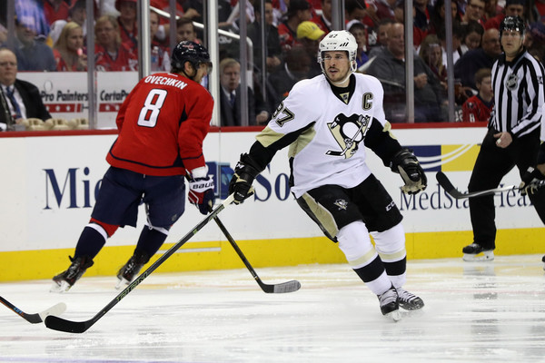 Sidney Crosby and Alexander Ovechkin on the ice