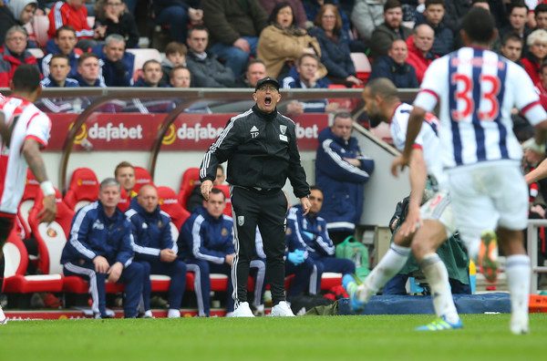 Manager Tony Pulis barking instructions to his West Brom squad