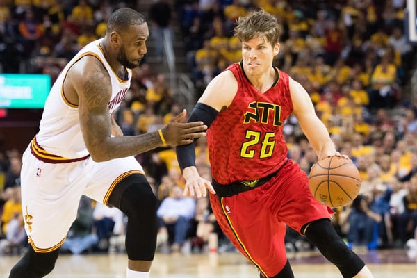 Kyle Korver hoping he won't be blocked by LeBron James during this drive