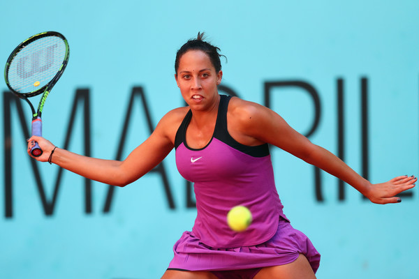Madison Keys playing at the Madrid Open