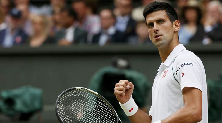 Novak Djokovic pumping his right fist with confidence