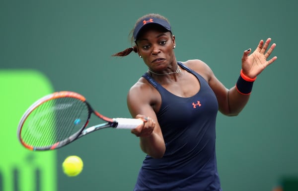 Sloane Stephens delivers a forehand