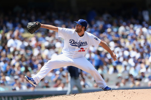 Clayton Kershaw pitches against the San Diego Padres
