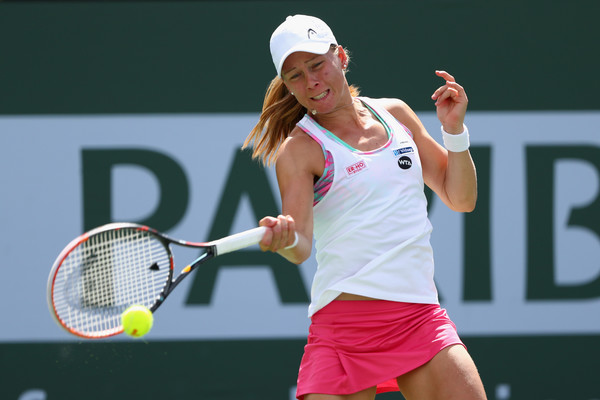 Johanna Larsson in action at the BNP Paribas Open