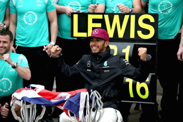 Lewis Hamilton celebrates another race win