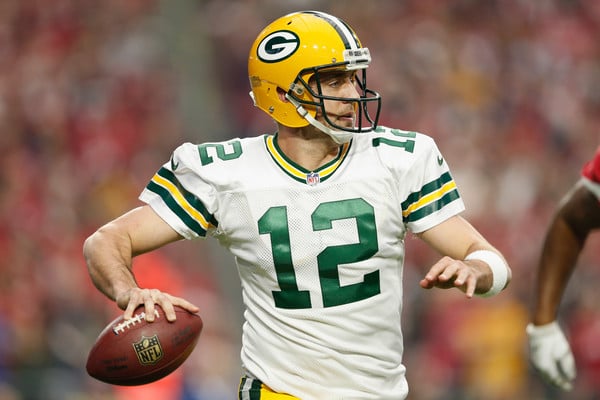 Aaron Rodgers in action