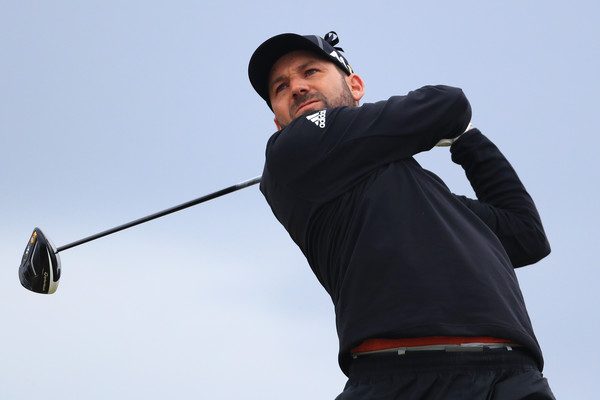 Sergio Garcia watches his drive in the third round of the Open Championship