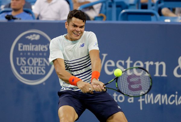 Milos Raonic playing in the semifinals of Western and Southern Open
