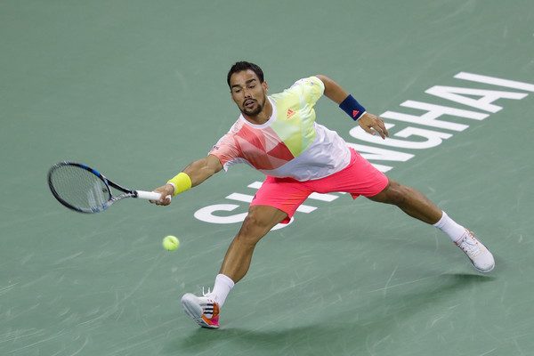 fabio fognini returns the ball