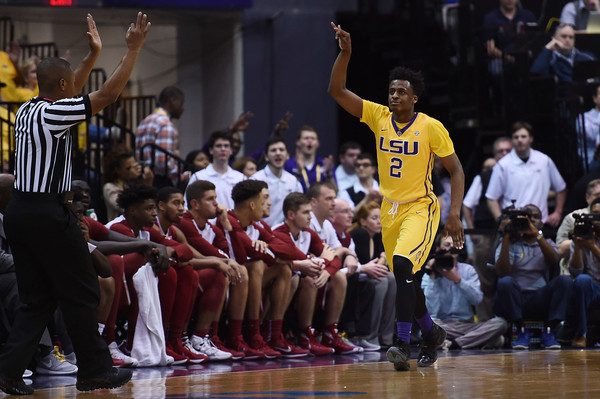 Antonio Blakeney reacts to a made three