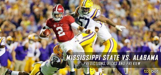 Mississippi State Bulldogs vs. Alabama Crimson Tide Predictions, Picks, Odds, and NCAA Football Week 11 Betting Preview – November 12, 2016