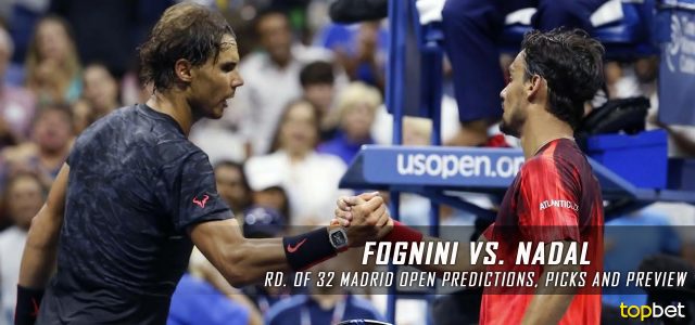 Fabio Fognini vs. Rafael Nadal Predictions, Odds, Picks and Tennis Betting Preview – 2017 Mutua Madrid Open Second Round