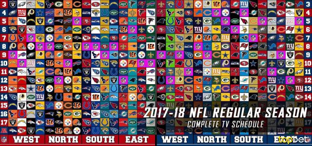 Complete TV Schedule for the 2017-18 NFL Regular Season