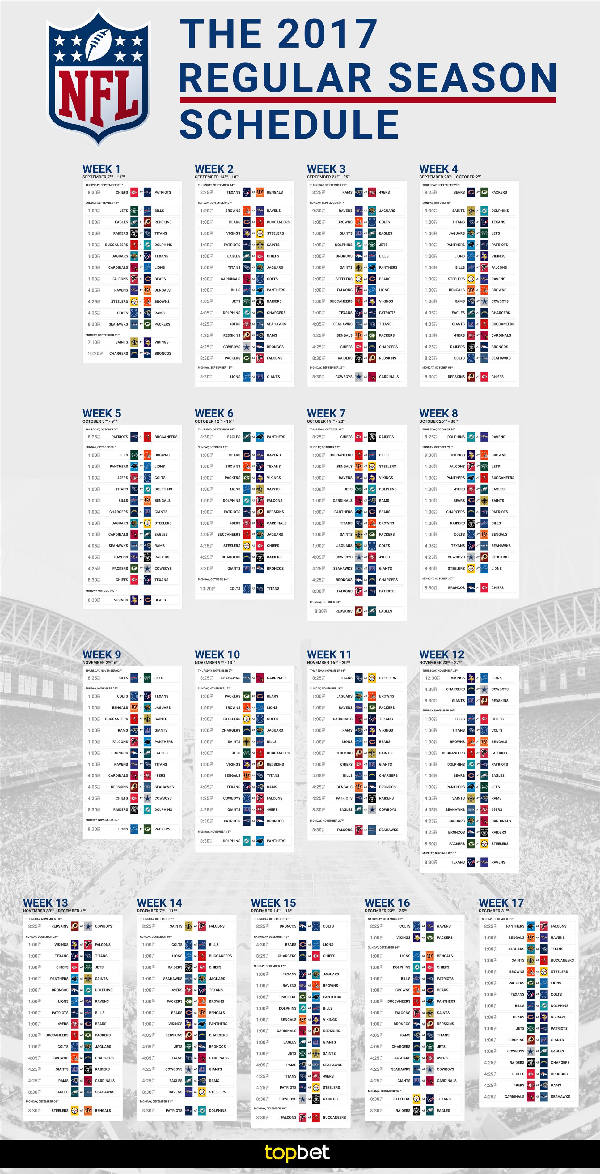 Weekly Nfl Schedule Printable Customize And Print