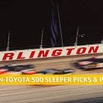 Darlington-Toyota 500 Sleepers and Sleeper Picks and Predictions 2020